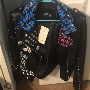Graffiti Faux Leather Jacket